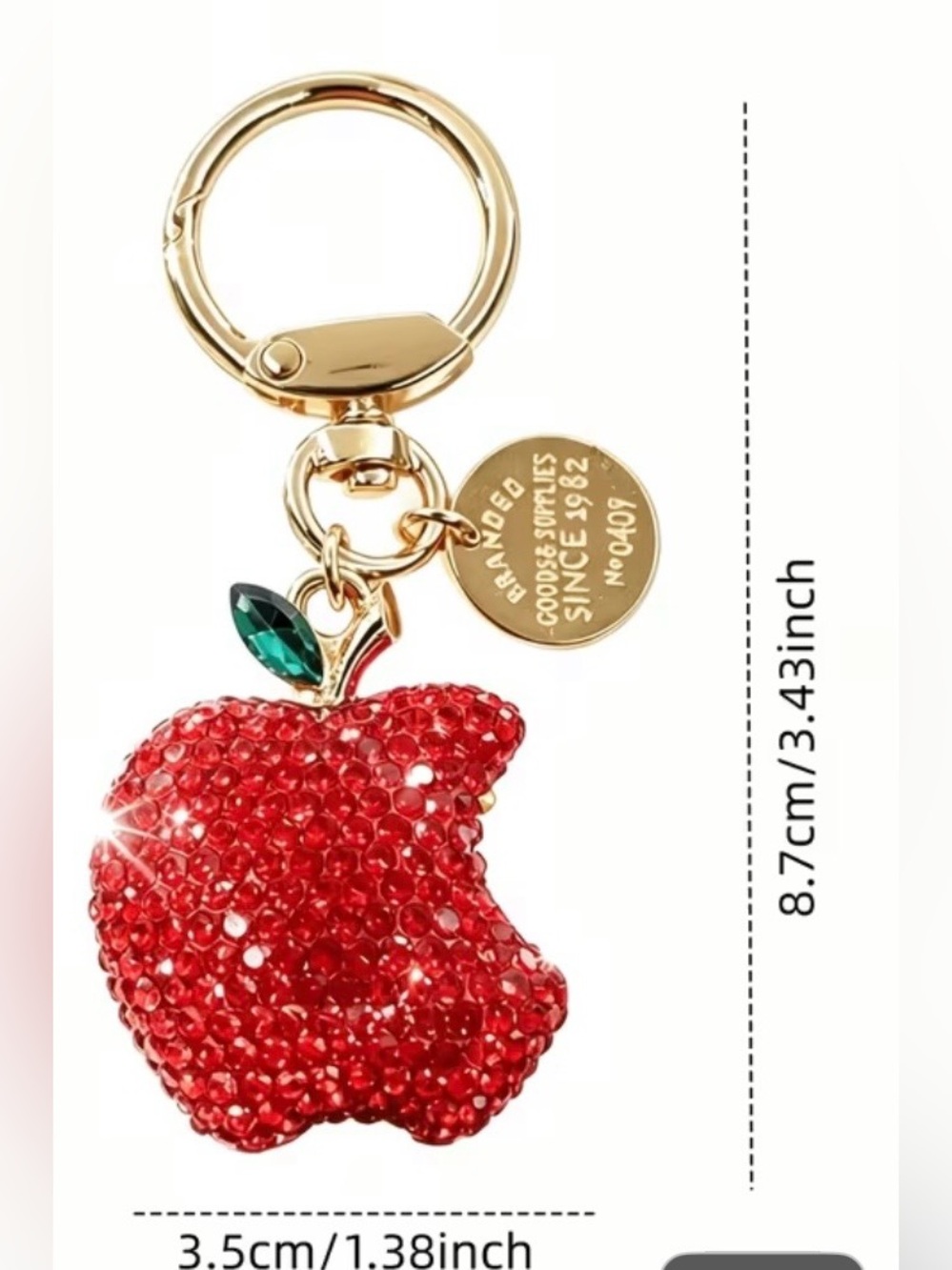 NIP Sparkling Rhinestone blue Apple Keychain. 💙💎 - Picture 3 of 3